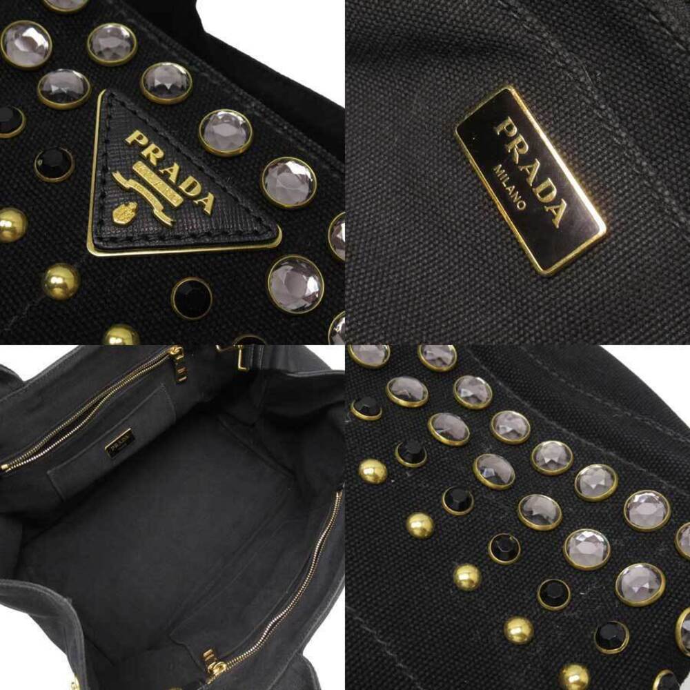 Prada Canapa handbag crossbody shoulder bag clear canvas rhinestones favorite - Picture 3 of 3